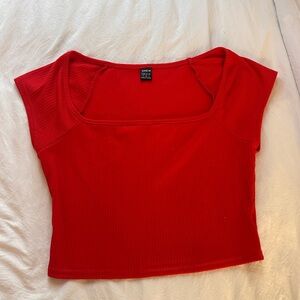 SHEIN Red Square Neck Crop Top